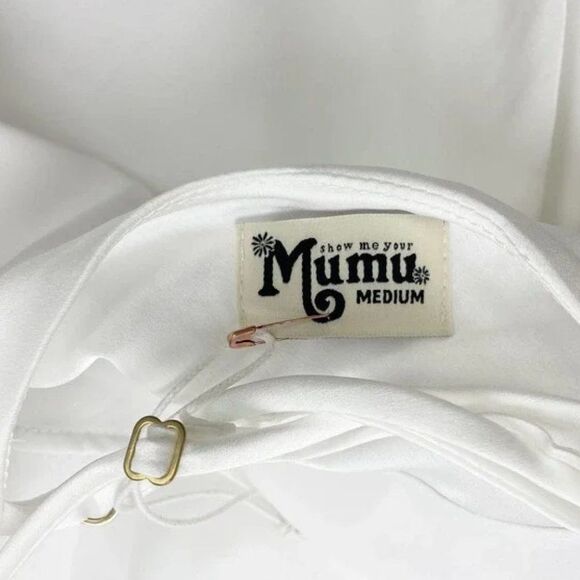 Show Me Your MuMu Verona Cowl Dress Medium Ivory Luxe Satin White NWT - Picture 6 of 10